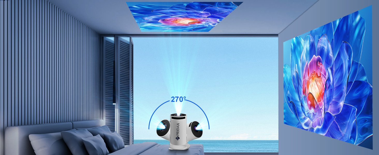 Beam P400 projector displaying a bright and clear image outdoors